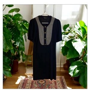 VTG Knit Dress by BCBG Maz Azria -Silk-Cashmere Blend-EUC-Navy-Beige-Sz S